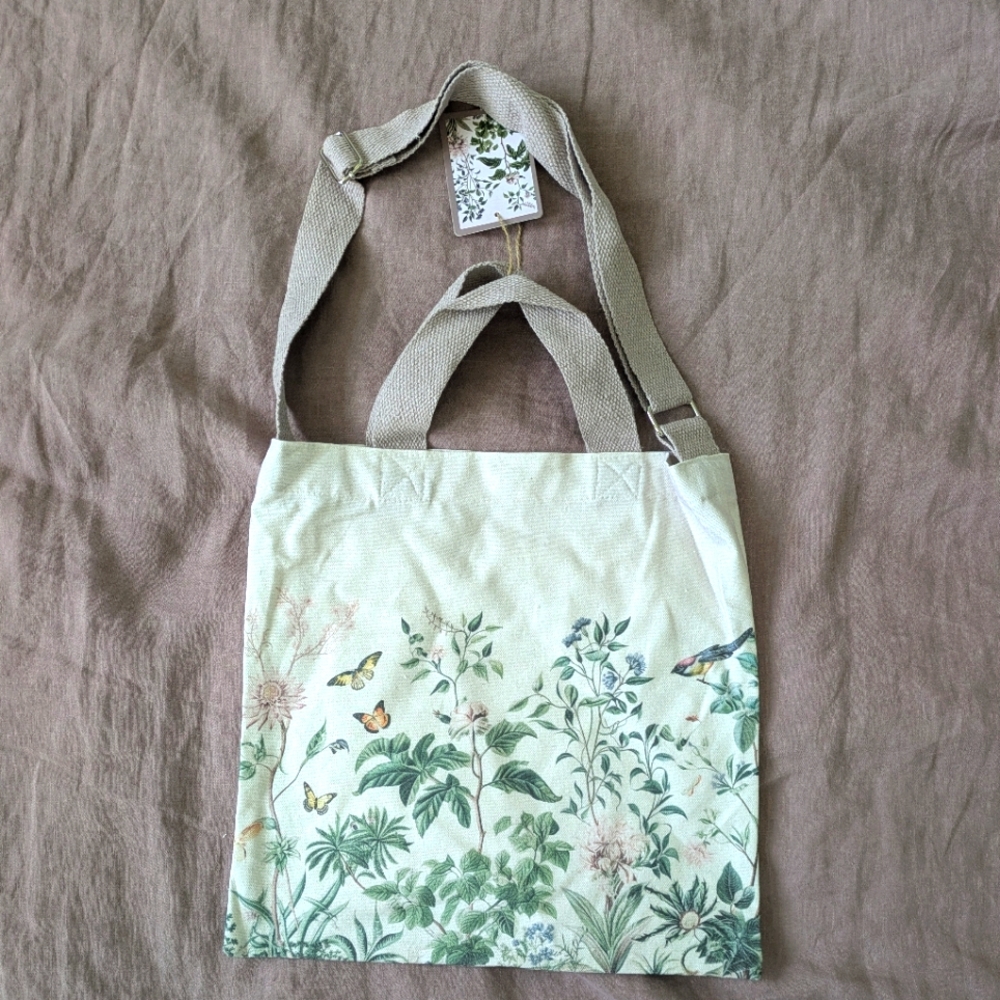 🌸 English Garden Canvas Tote Bag & Purse - Adjustable Straps & Snap Closure NWT